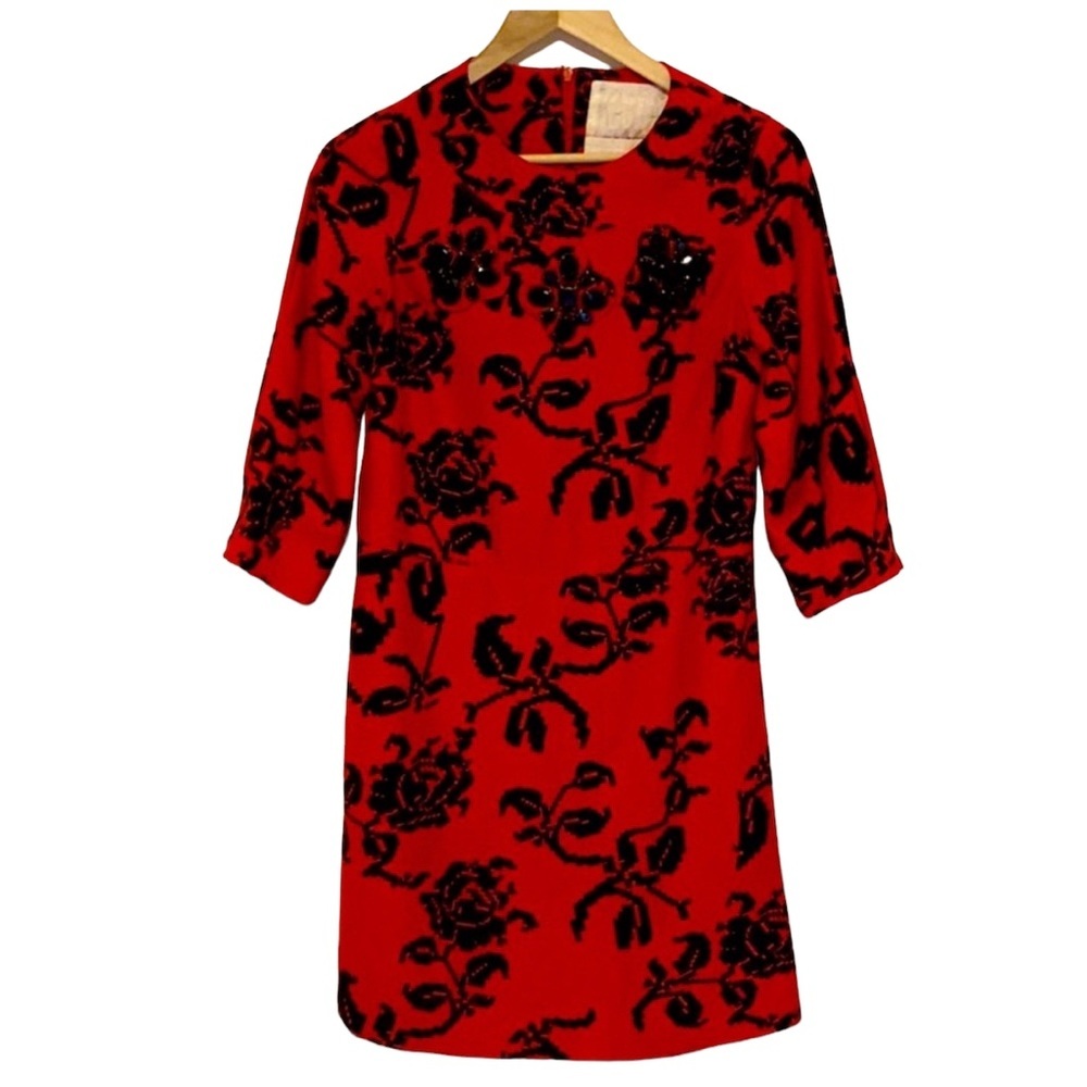 KARTA Red and Black Embellished Dress